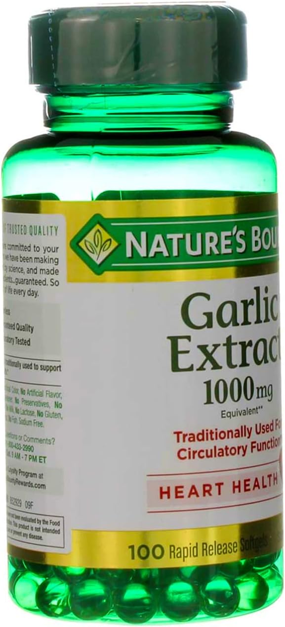 1000 mg Garlic Extract Softgels, 200 Count (2 Pack) by Nature's Bounty