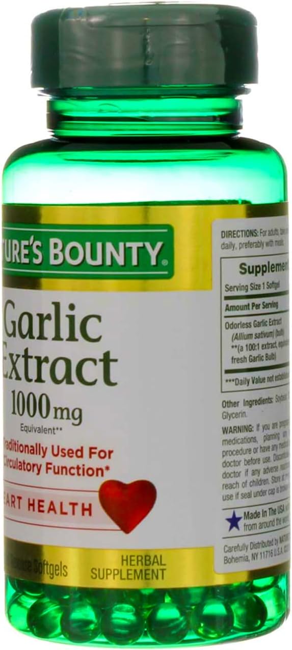 1000 mg Garlic Extract Softgels, 200 Count (2 Pack) by Nature's Bounty