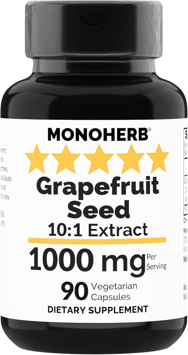 1000 mg Grapefruit Seed Extract Capsules - 90 Vegetarian Capsules by MONOHERB