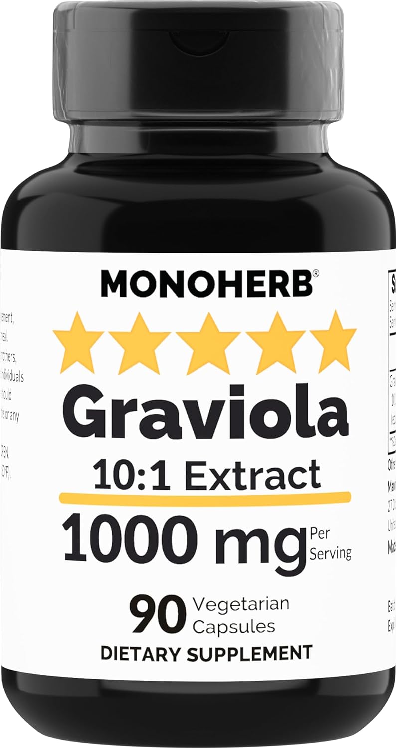1000 mg Graviola Extract Capsules - 90 Count by MONOHERB