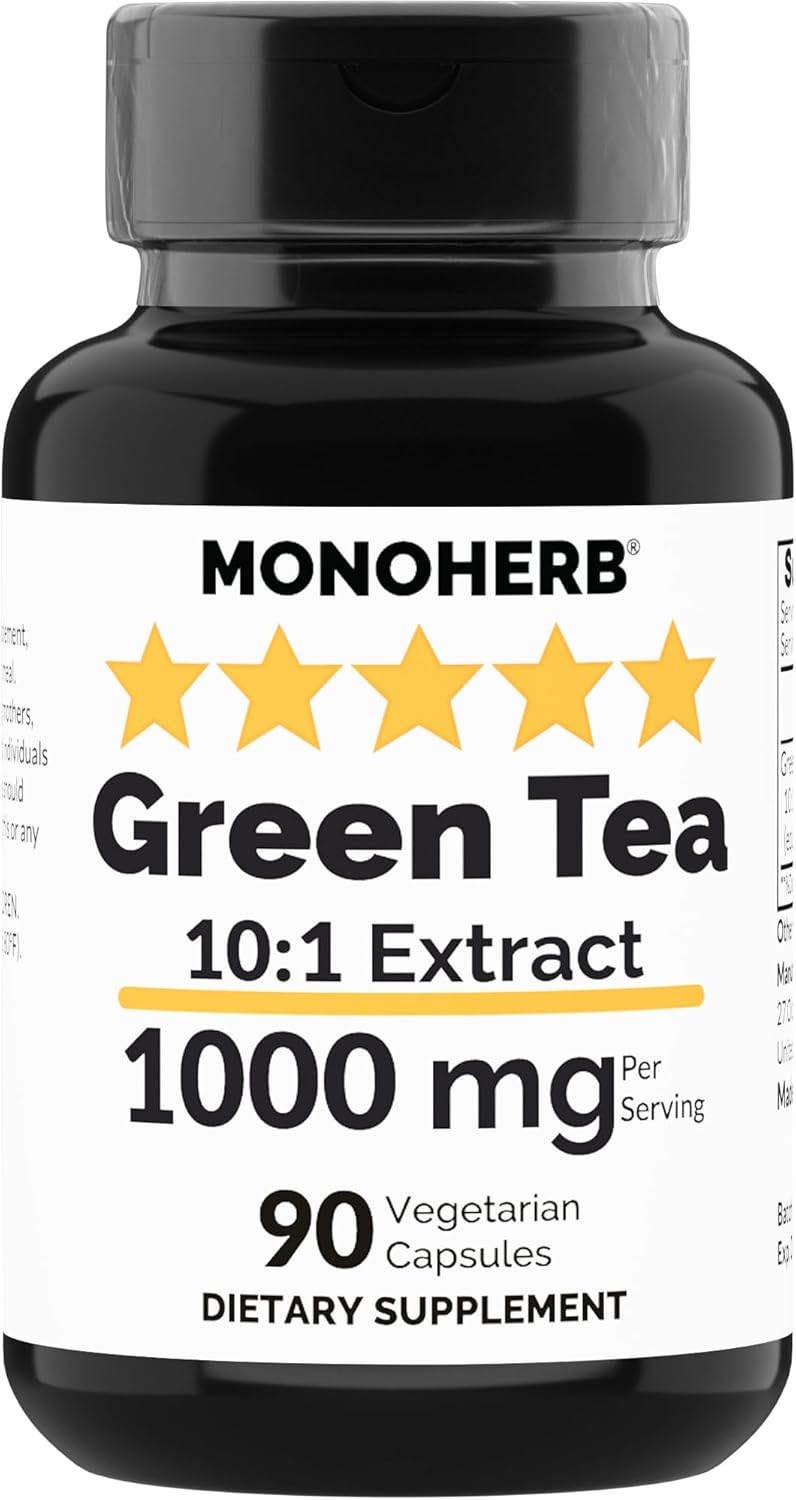 1000 mg Green Tea Extract Capsules - 90 Count - Vegetarian Formula by MONOHERB