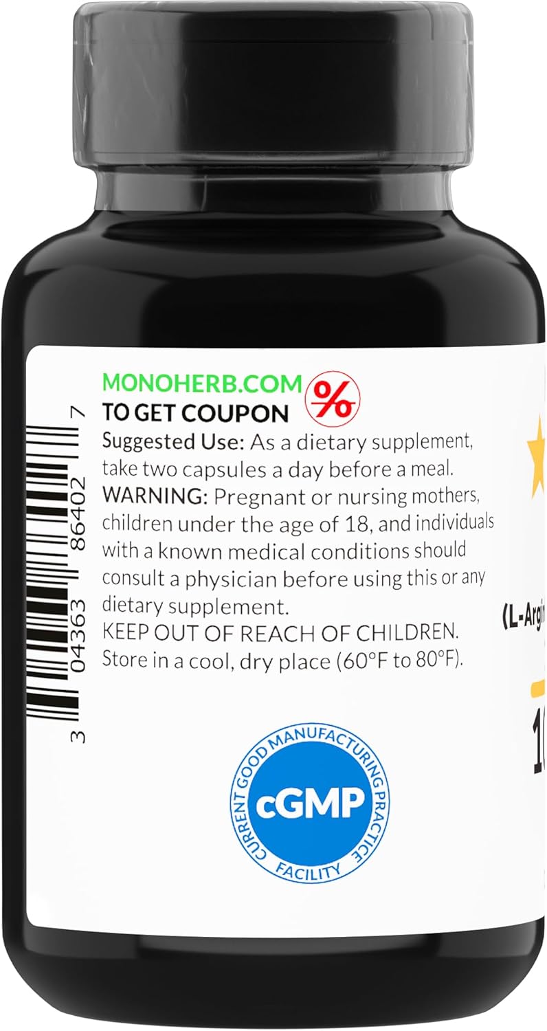 1000 mg L-Arginine Alpha-Ketoglutarate in 90 Vegetarian Capsules by MONOHERB