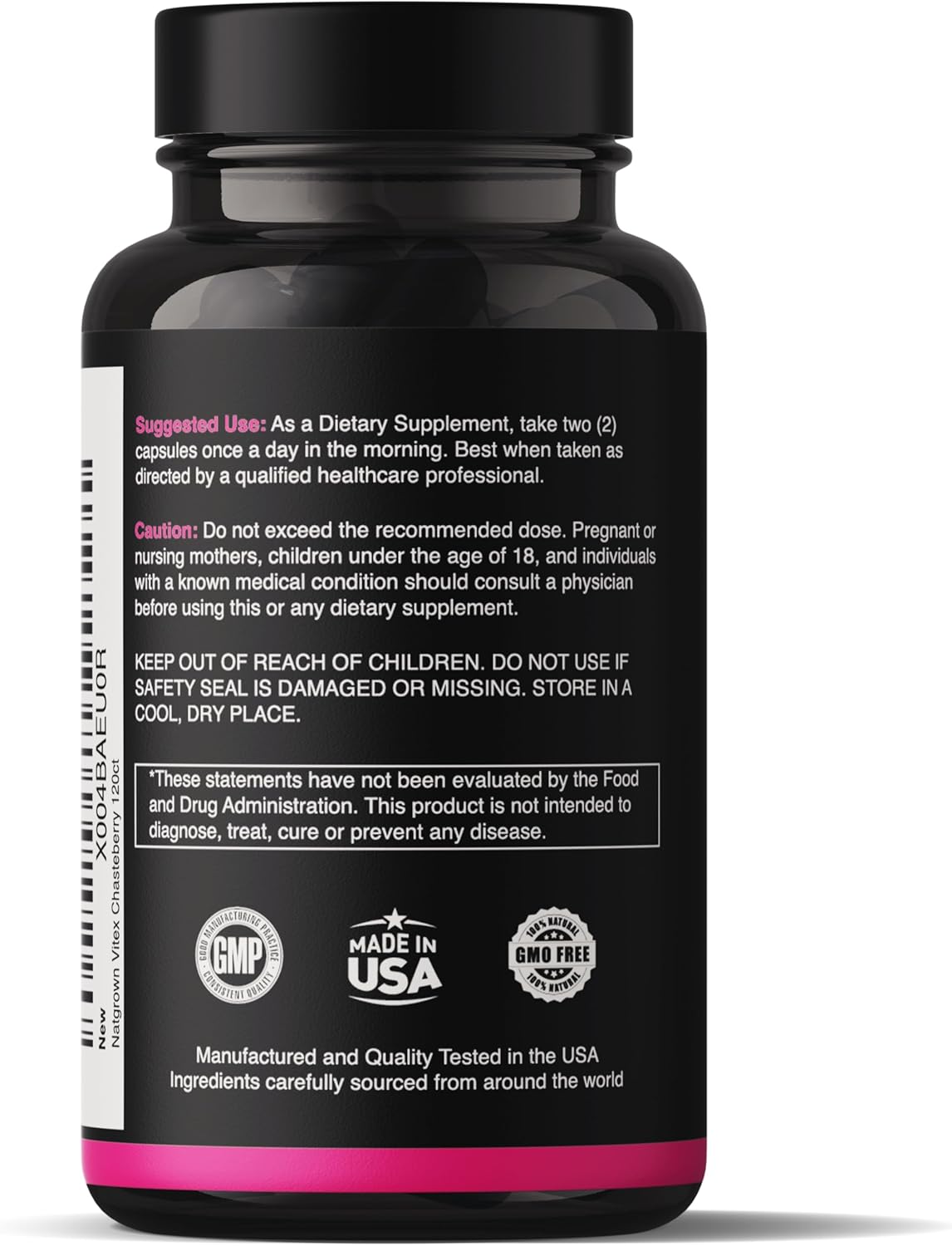 1,000 mg Natgrown Chasteberry Supplement for Women - Hormone Balance & Fertility Support - 120 Ct Capsules