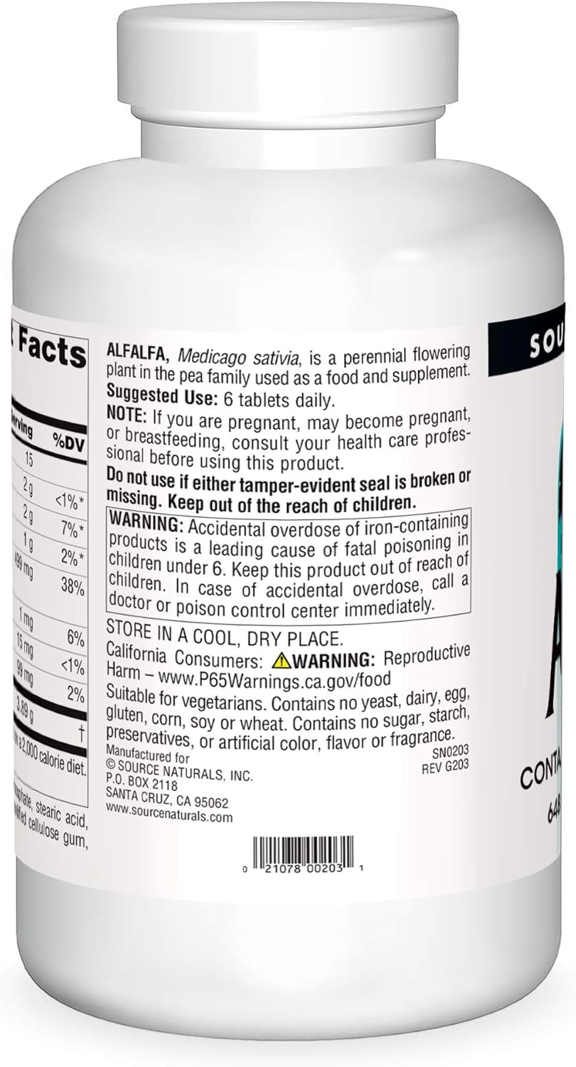 1000 Tablets Source Naturals Alfalfa 10 Grain Dietary Supplement for Overall Health and Wellness