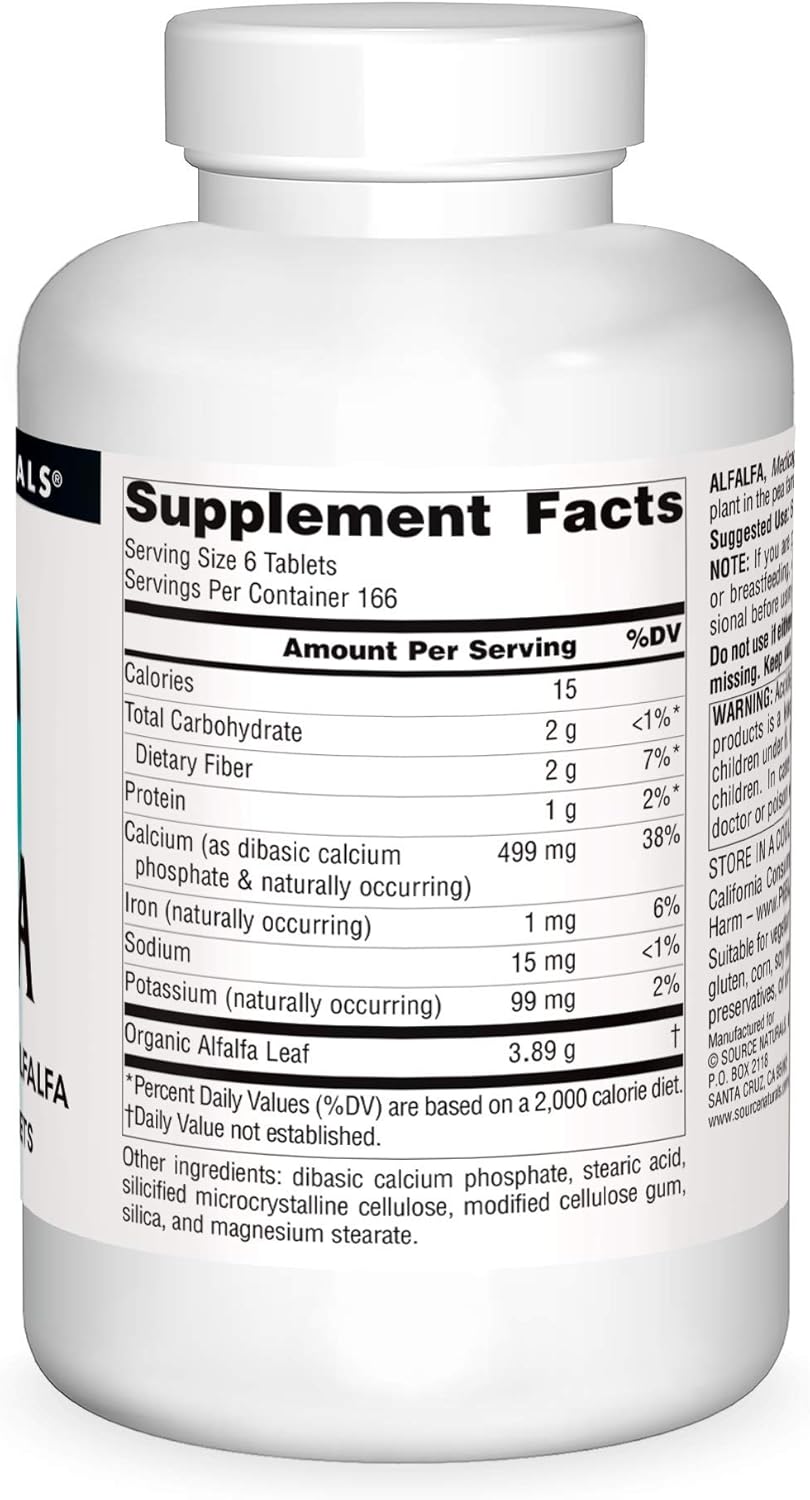 1000 Tablets Source Naturals Alfalfa 10 Grain Dietary Supplement for Overall Health and Wellness