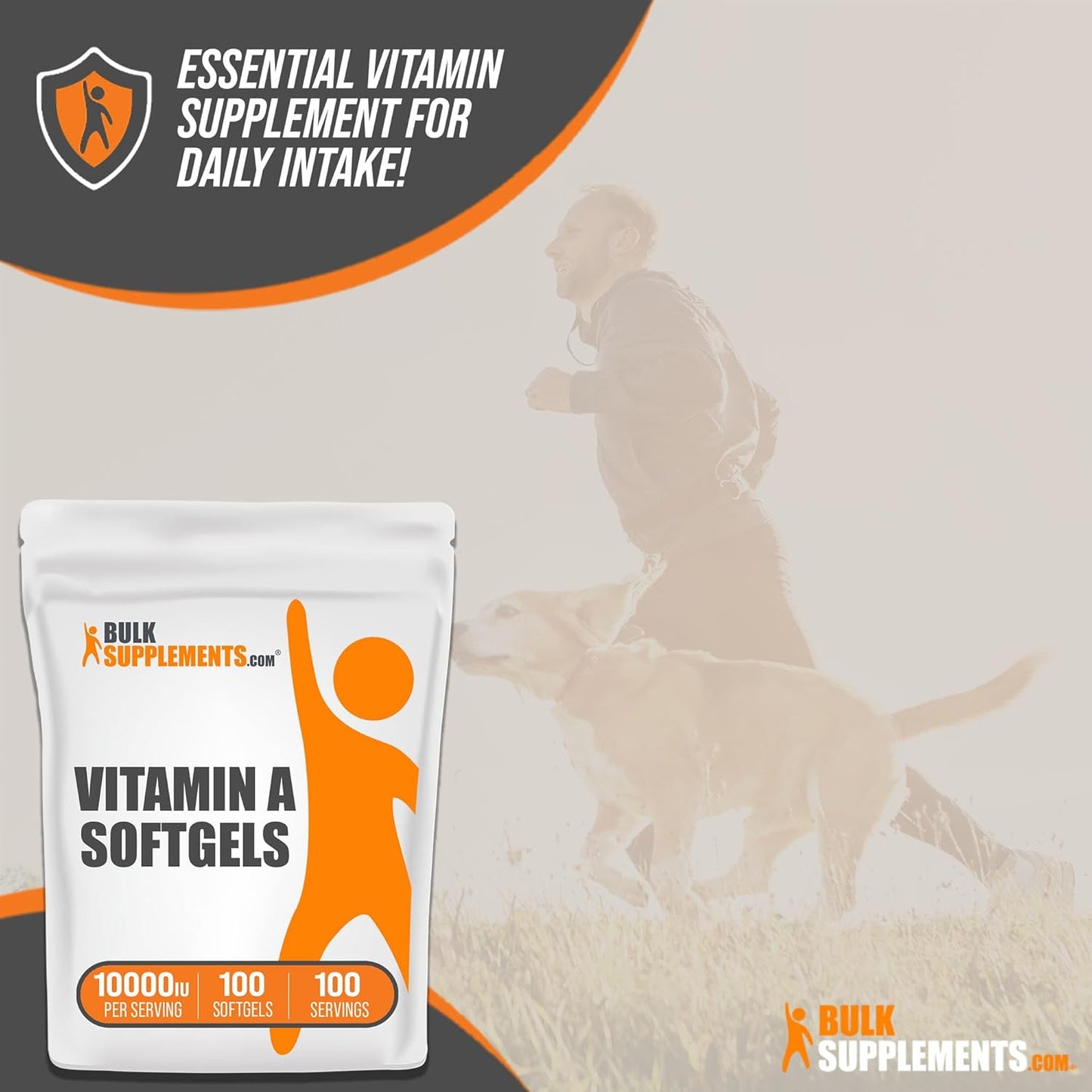 10000 IU Vitamin A Softgels - Retinyl Palmitate Capsules for Eye Health - Gluten Free Supplement, 100 Softgels, 1 Serving