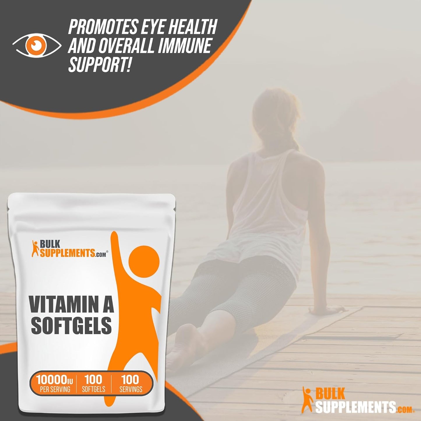 10000 IU Vitamin A Softgels - Retinyl Palmitate Capsules for Eye Health - Gluten Free Supplement, 100 Softgels, 1 Serving