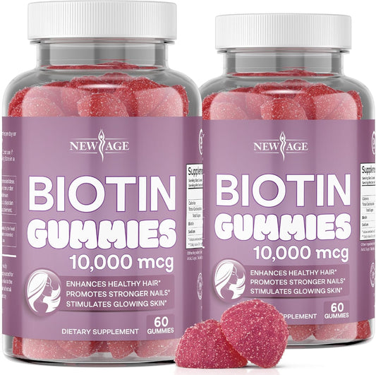10,000 mcg Biotin Gummies for Hair, Skin & Nails - Non-GMO Supplement - 120 Count - Made in USA