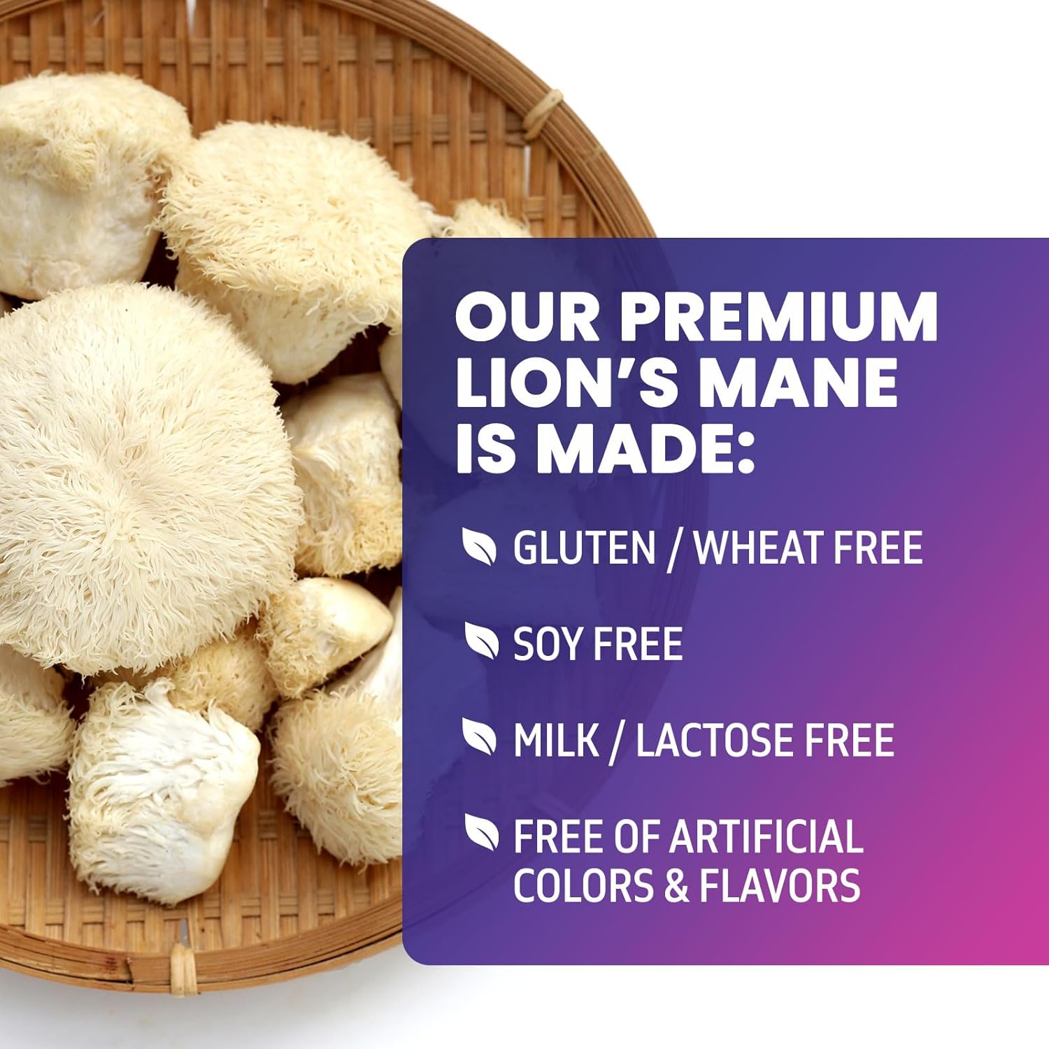 10,000mg Lions Mane Mushroom Capsules for Memory, Focus, Brain & Immune Health - 120 Capsules