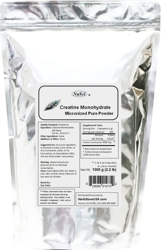 1000g (2.2 lb) NuSci Pure Micronized Creatine Monohydrate Powder