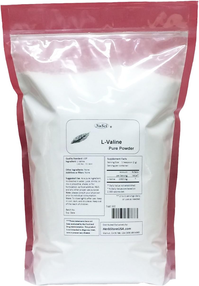 1000g NuSci L-Valine Amino Acid Powder - Pure and High-Quality Formula (2.2 Lb)