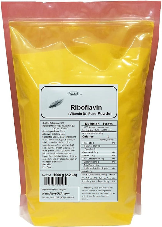 1000g NuSci Vitamin B2 Riboflavin Pure Powder for Energy Boost