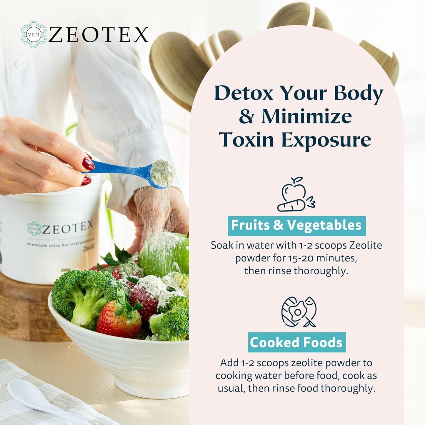1000g Zeotex Zeolite Powder for Full Body Detox Cleanse - Micronized Zeolite Toxin Remover for Food and Juice Detox