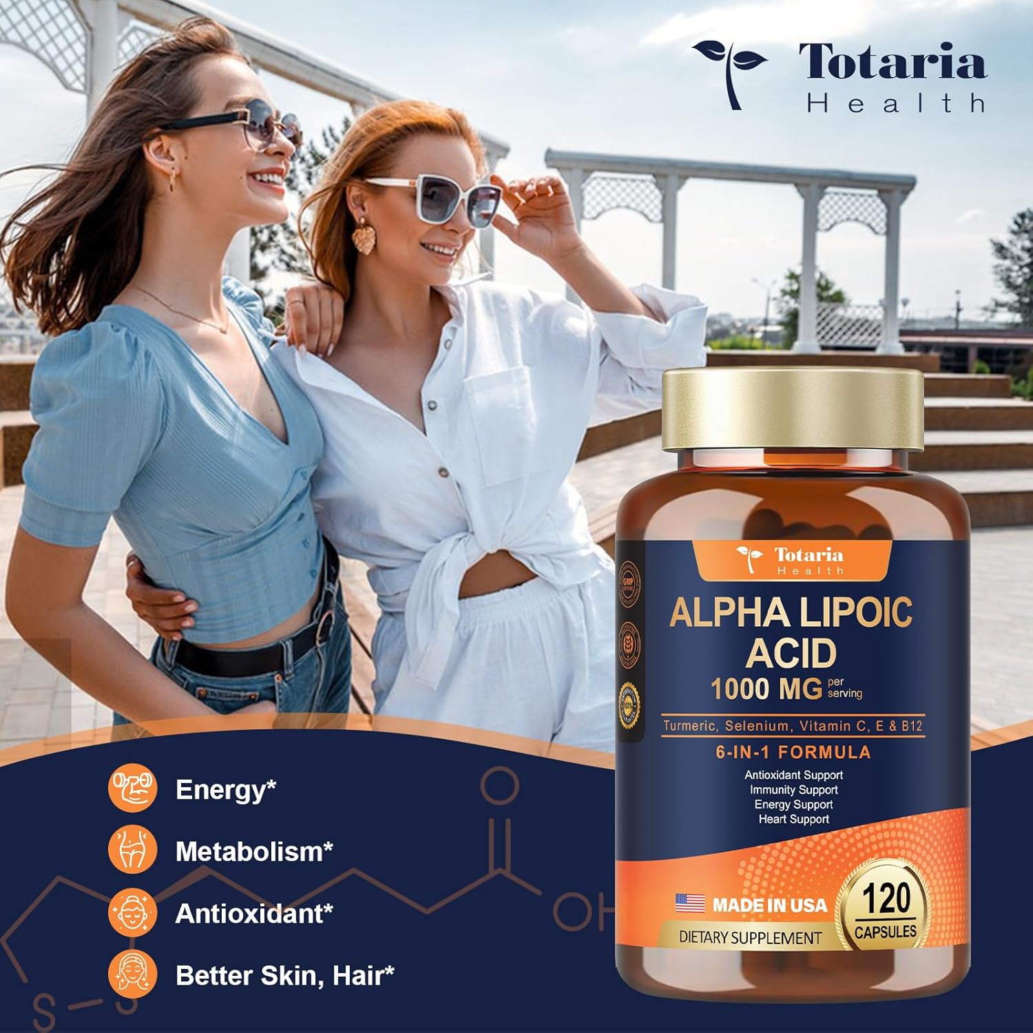1000mg Alpha Lipoic Acid Capsules for Neuropathy Support & Antioxidant Boost - Vegan & Gluten Free Neuropathy Supplement