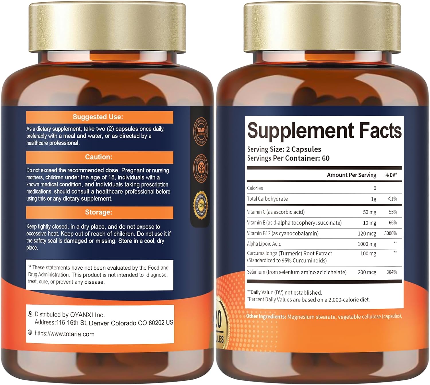 1000mg Alpha Lipoic Acid Capsules for Neuropathy Support & Antioxidant Boost - Vegan & Gluten Free Neuropathy Supplement