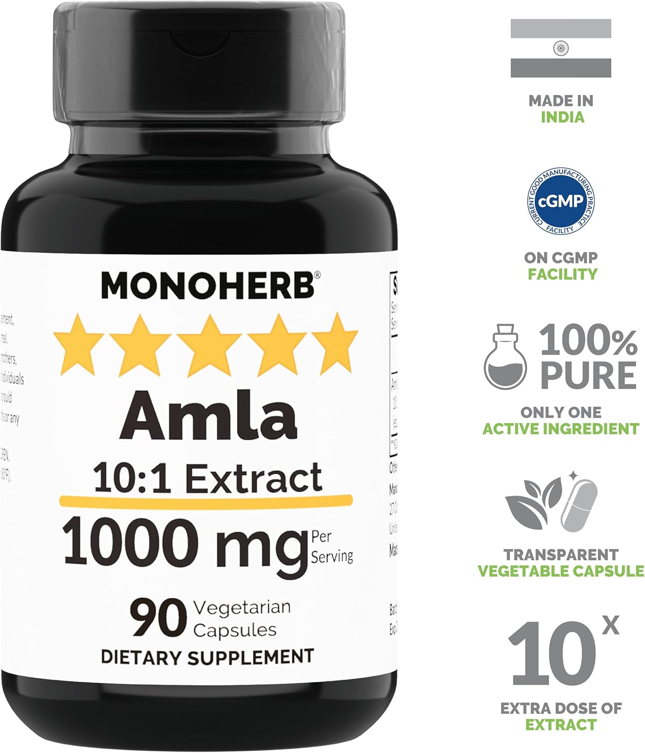 1000mg Amla Extract Capsules - 90 Count by MONOHERB