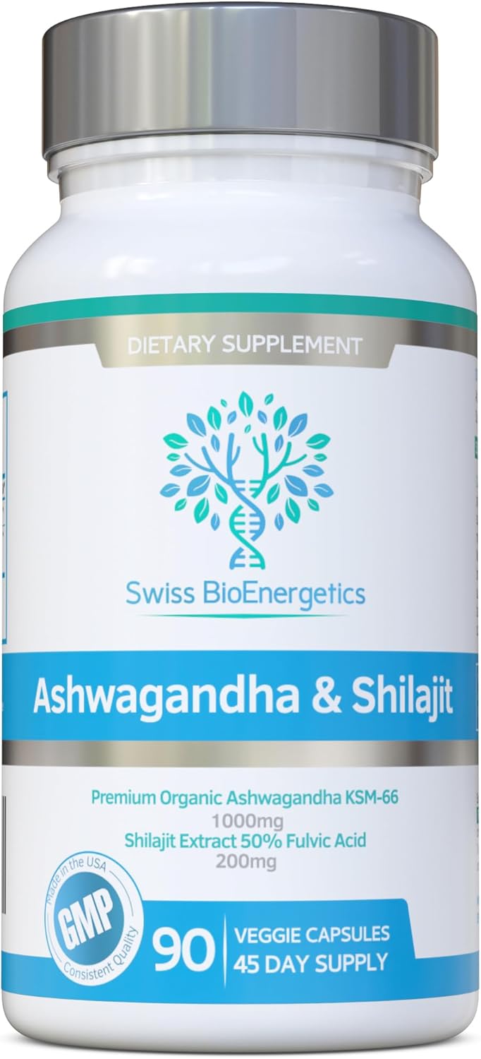 1000mg Ashwagandha KSM-66 & 200mg Shilajit Extract with 50% Fulvic Acid - Vegan Friendly Formula without Fillers or Binders