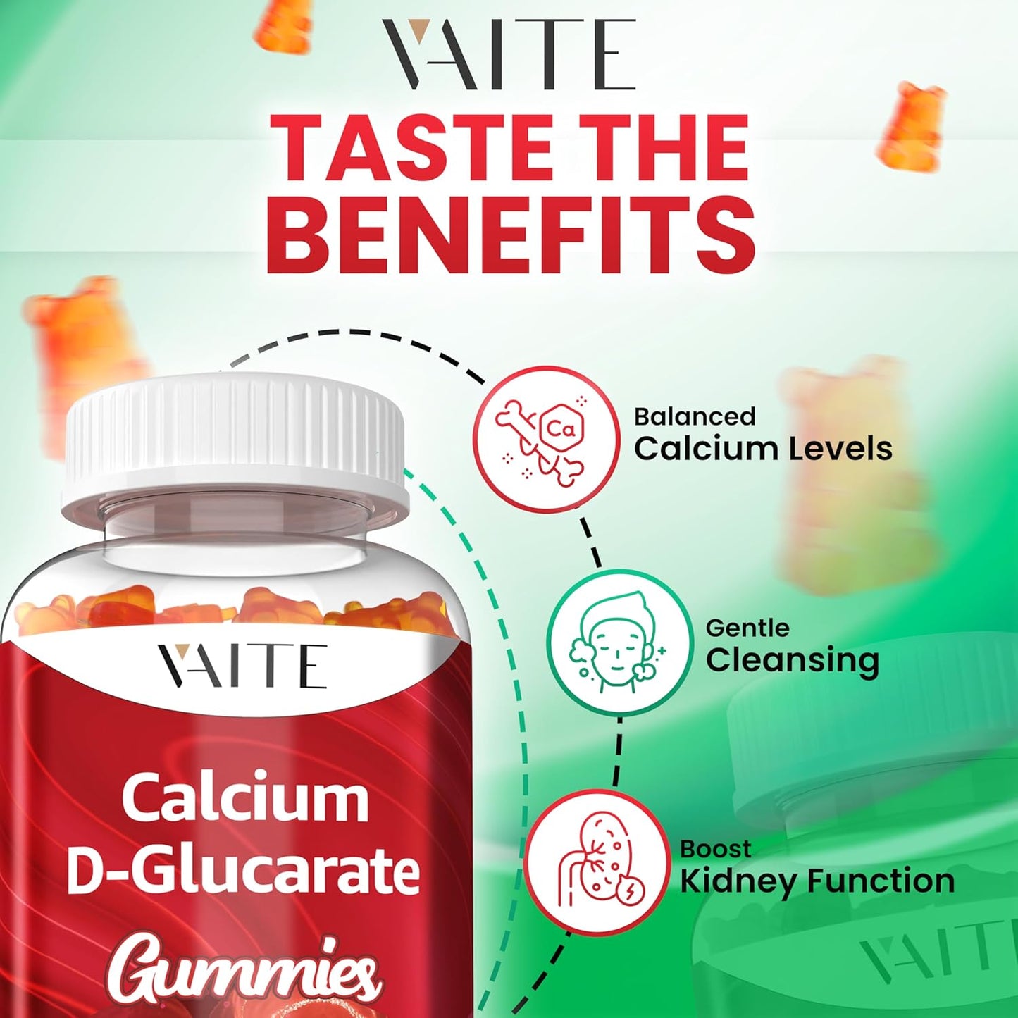 1000mg Calcium D-Glucarate Gummies for Hormone Balance & Menopause Support - Vegan & Non-GMO, 60 Chewables