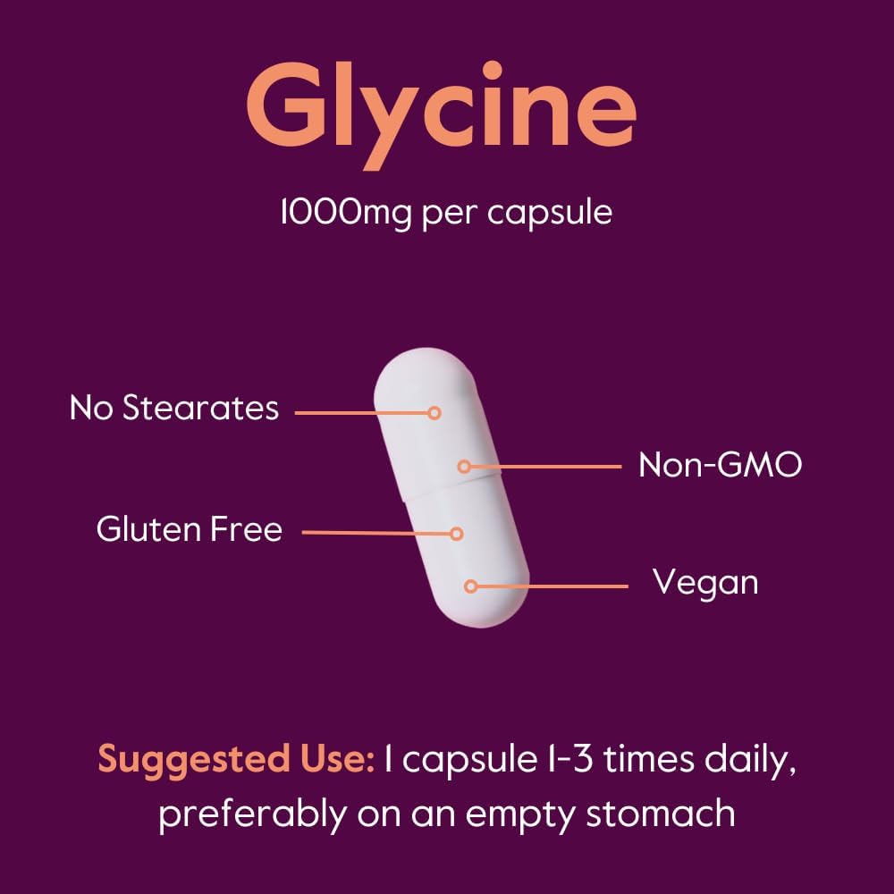 1000mg Glycine Supplement (240 Vegan Capsules) - Non GMO, Gluten Free, No Stearates - BoostGo Australia