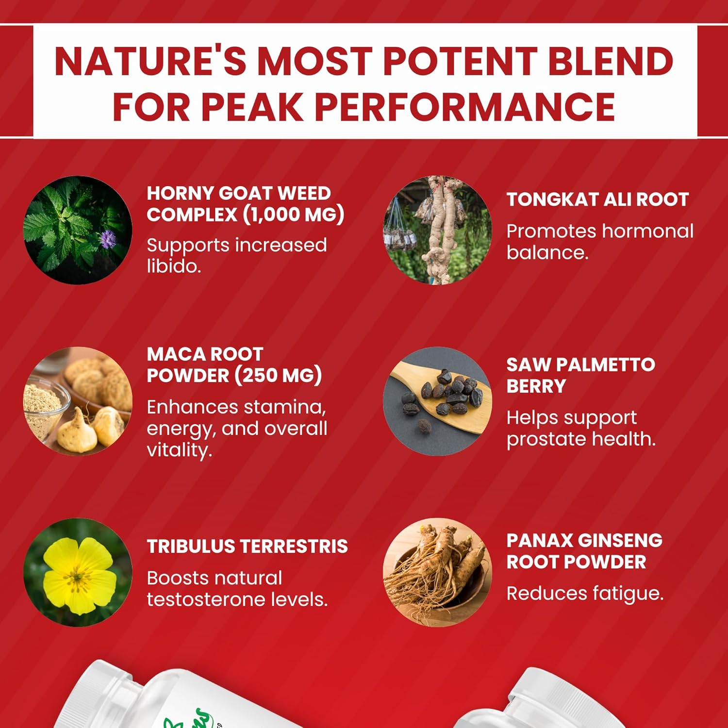 1,000mg Horny Goat Weed Energy Supplement with Maca, Tribulus, Tongkat Ali - Non-GMO Performance Pills - 60 Capsules - BoostGo Australia