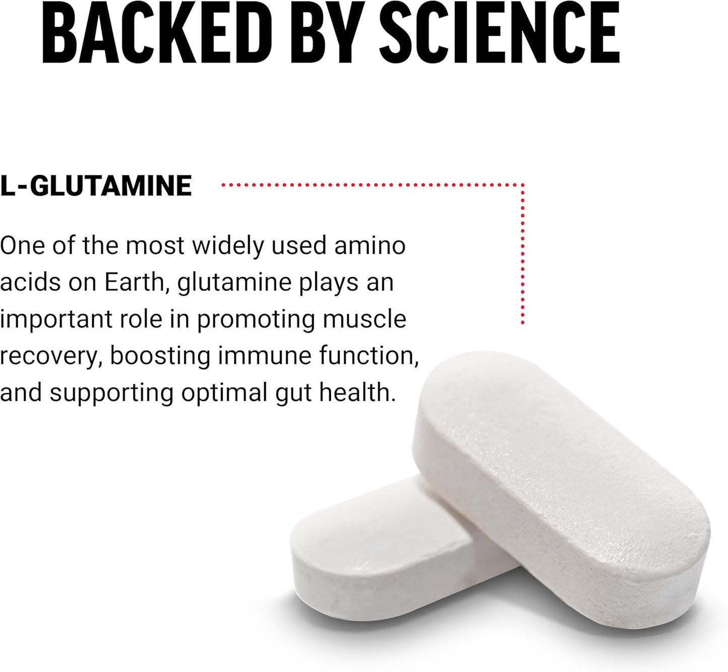 1000mg L-Glutamine Tablets for Muscle Recovery, Healthy Function & Immunity - Vegan, Non-GMO (100 Tablets)