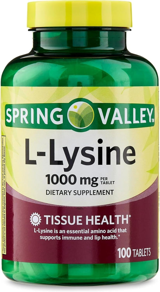 1000mg L-Lysine Tablets - 100 Ct, Spring Valley Supplement + Guide