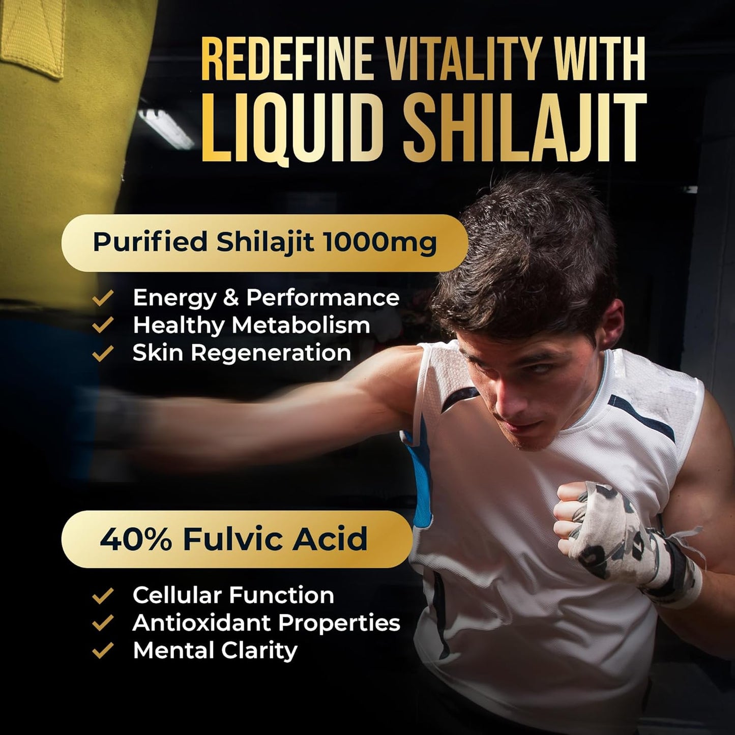 1000mg Pure Himalayan Shilajit Liquid Drops with 85+ Trace Minerals & 40% Fulvic Acid for Energy, Detox, Strength, Immunity - 50 Day Supply