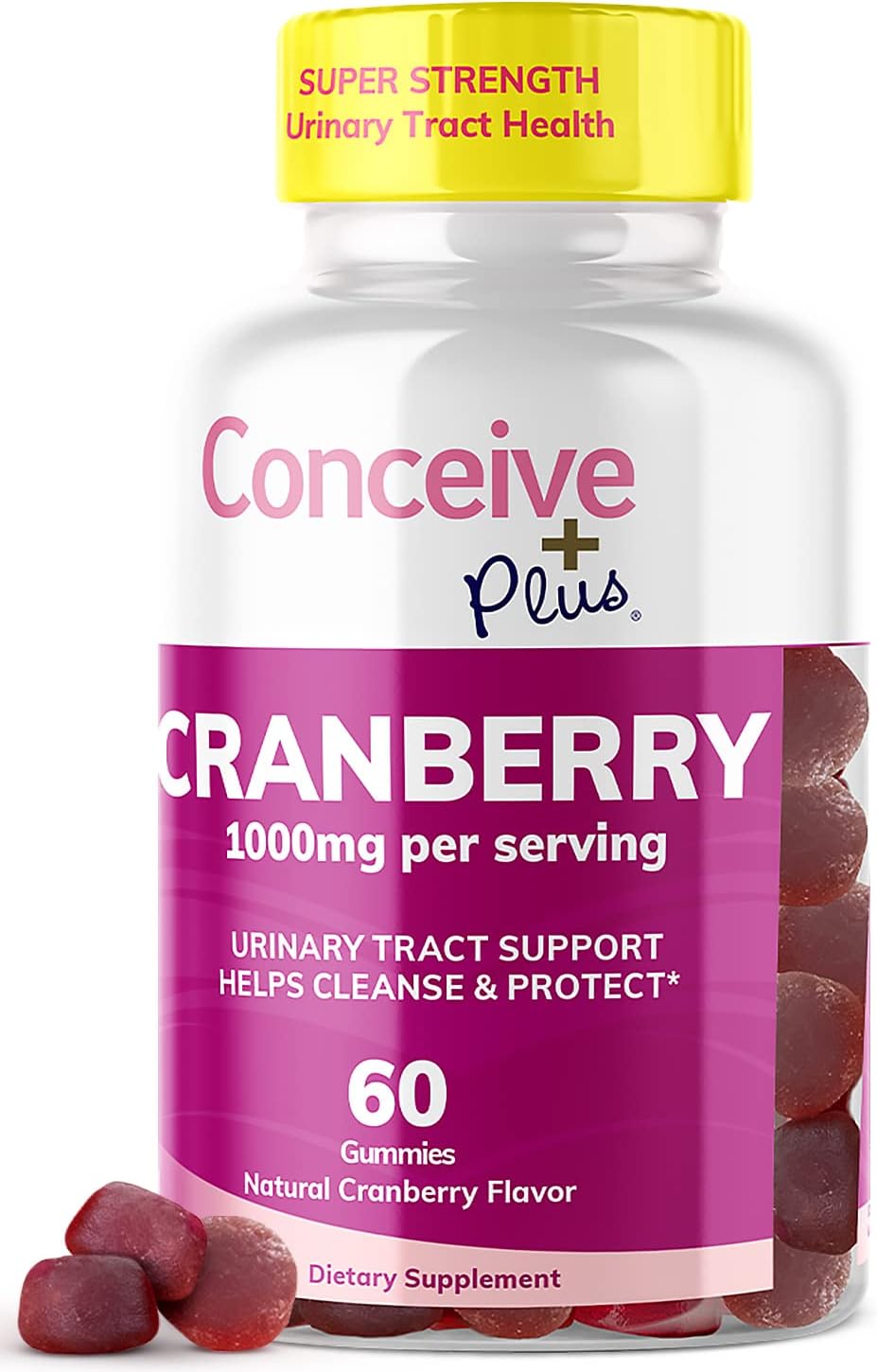 1000mg Strength Cranberry Gummy Vitamins for Urinary Health - 60 Gummies, 30 Day Supply