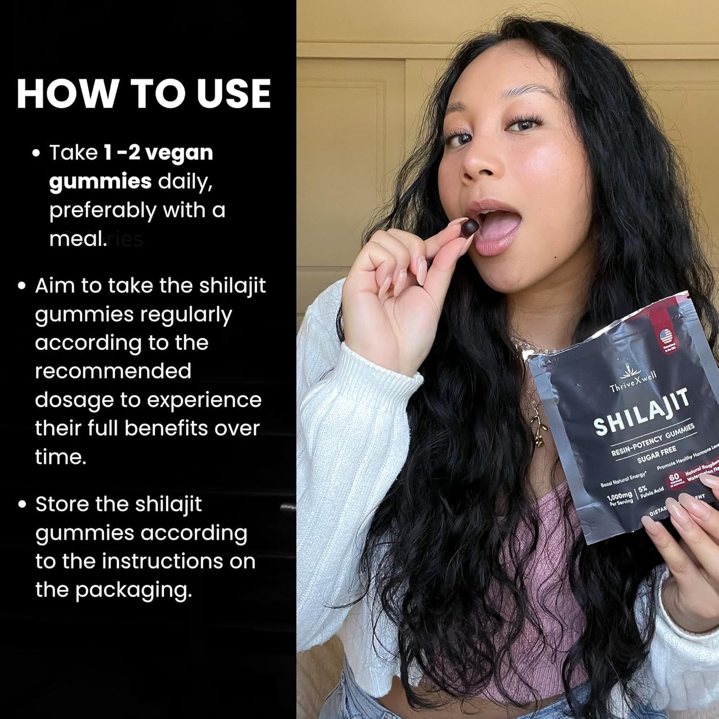 1000mg Sugar Free Shilajit Resin Gummies for Men & Women | Immunity, Energy, Vitality & Brain Support | 85+ Trace Minerals | Natural Raspberry Flavor - 60 Count