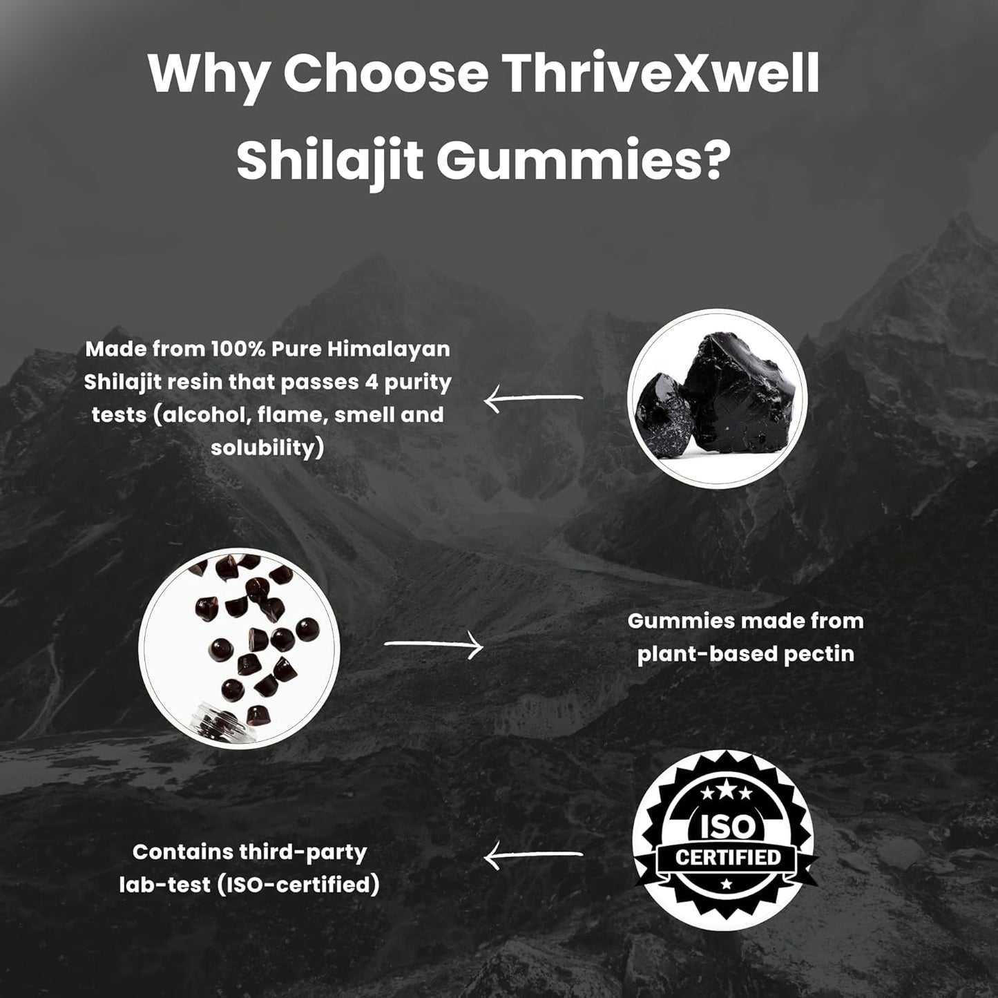 1000mg Sugar Free Shilajit Resin Gummies for Men & Women | Immunity, Energy, Vitality & Brain Support | 85+ Trace Minerals | Natural Raspberry Flavor - 60 Count