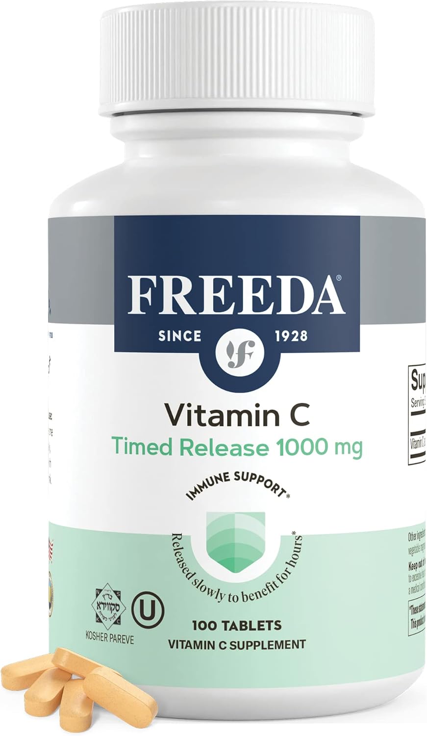 1000mg Timed Release Vitamin C Tablets - Vegan Kosher Antioxidant Immune Support - VIT C Supplement (100 Ct)