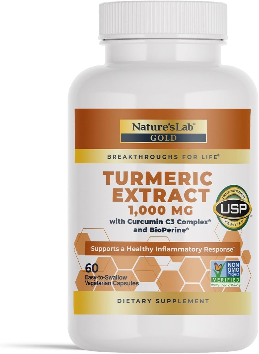 1000mg Turmeric Extract with Curcumin C3 & BioPerine - Supports Cardio, Digestion, Immunity - 60 Capsules