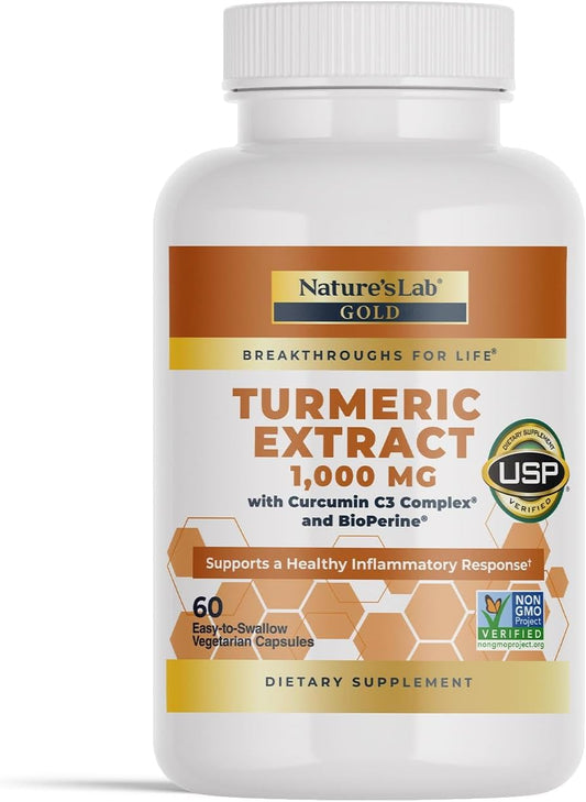 1000mg Turmeric Extract with Curcumin C3 & BioPerine - Supports Cardio, Digestion, Immunity - 60 Capsules