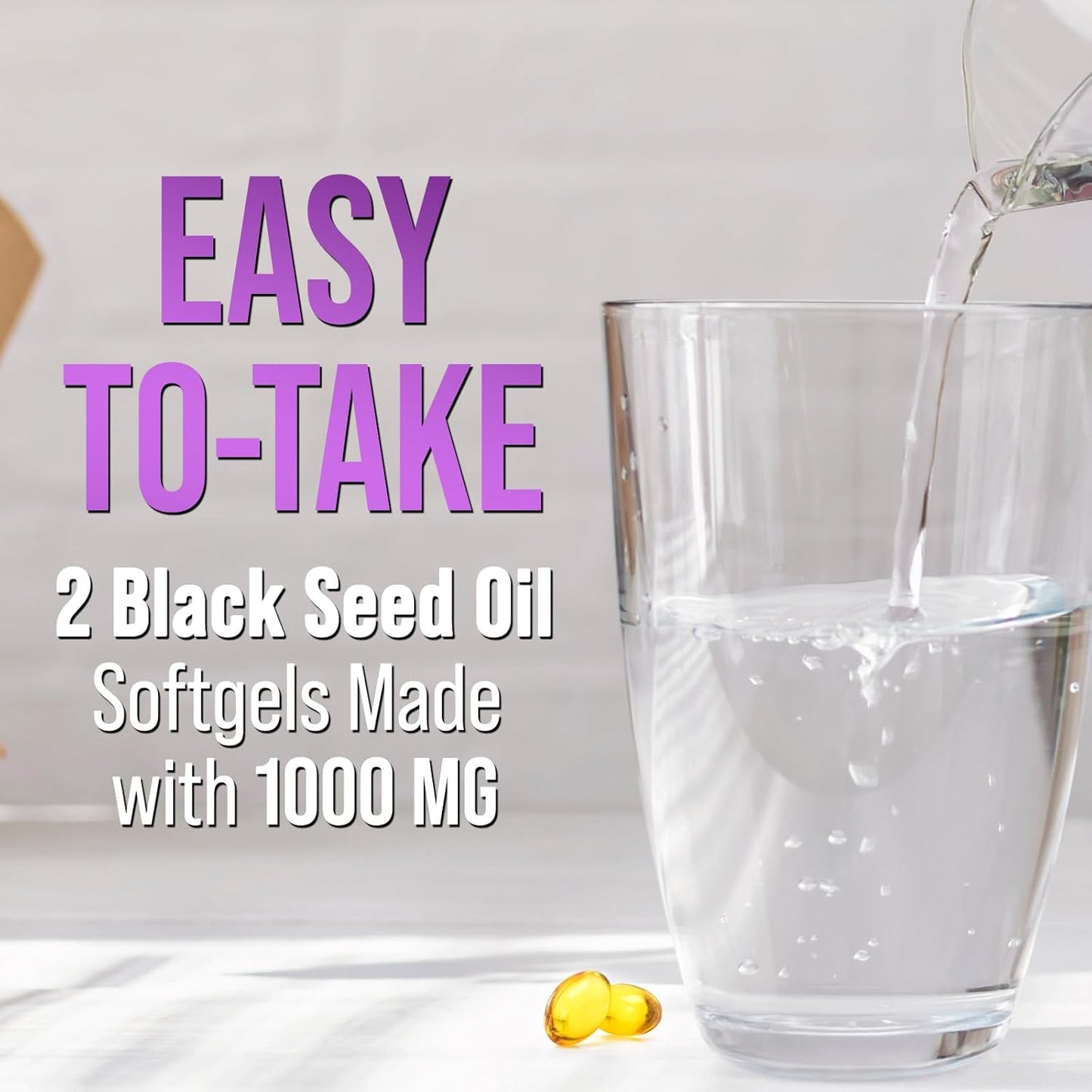 1000mg Vegan Black Seed Oil Capsules for Skin & Immune Support - Pure Nigella Sativa Extract - 60 Softgels