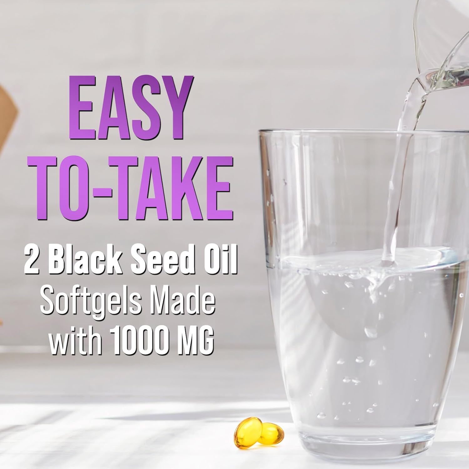 1000mg Vegan Black Seed Oil Capsules for Skin & Immune Support - Pure Nigella Sativa Extract - 60 Softgels