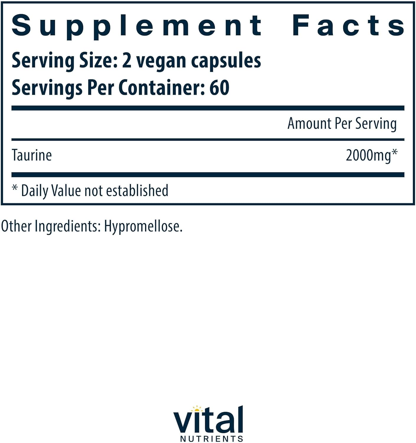 1000mg Vegan Taurine Supplement for Heart, Nerve, and Liver Health - Gluten, Dairy, Soy Free - Non-GMO - 120 Capsules