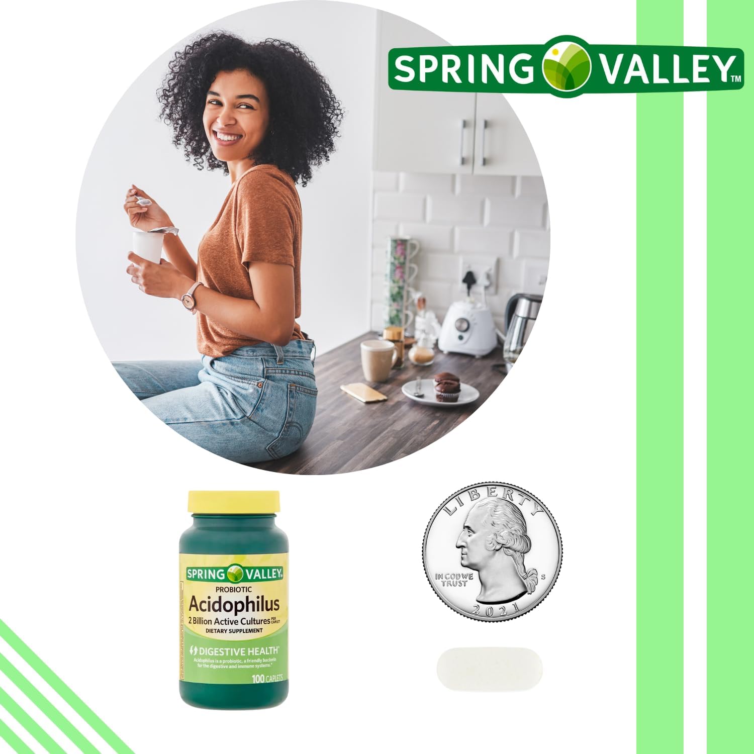 100ct Schmidt Empire Spring Valley Probiotic Acidophilus Supplement for Digestive Health