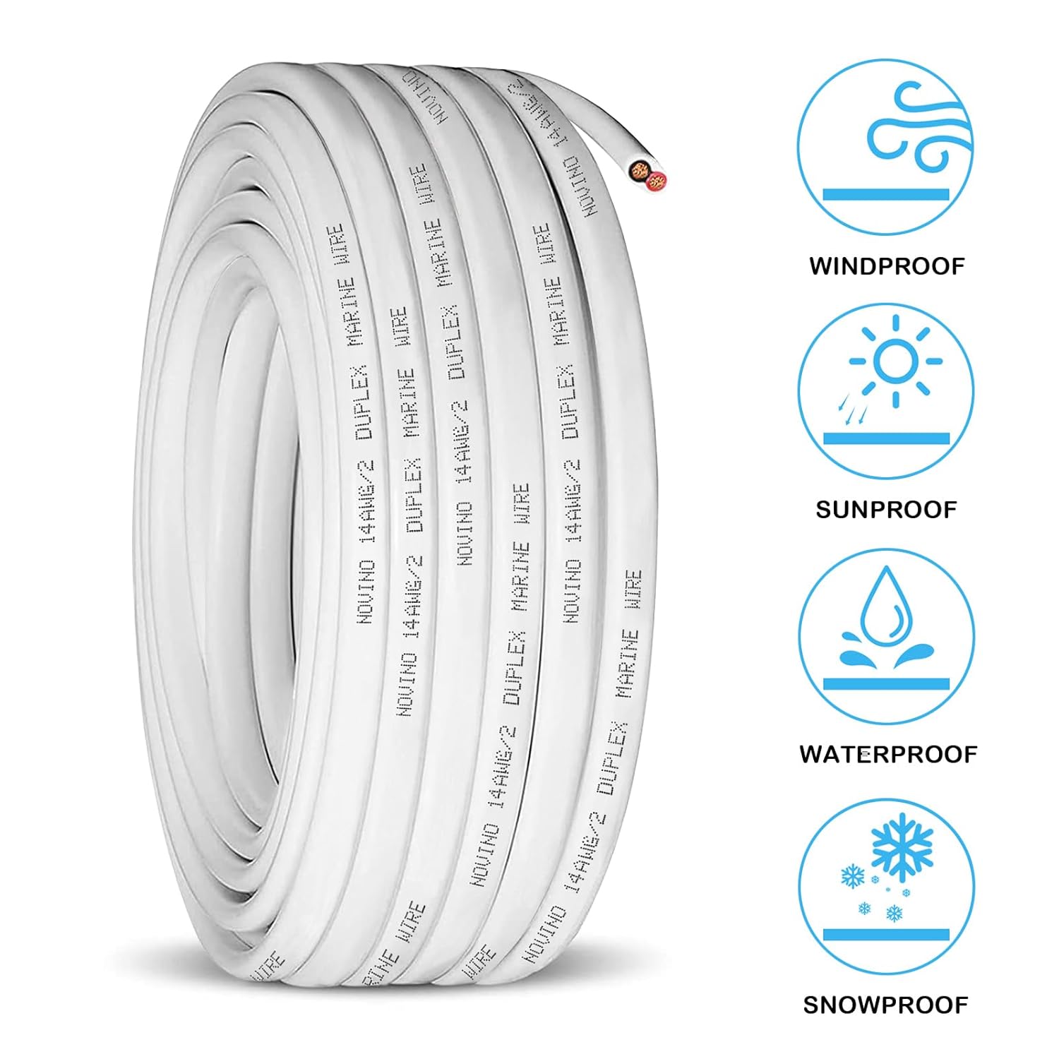 100ft 14 AWG Duplex Marine Grade Wire Tinned Copper Boat Electrical Cable - Ideal for Boat, Automotive, RV, Camper, Trailer Outdoor Use