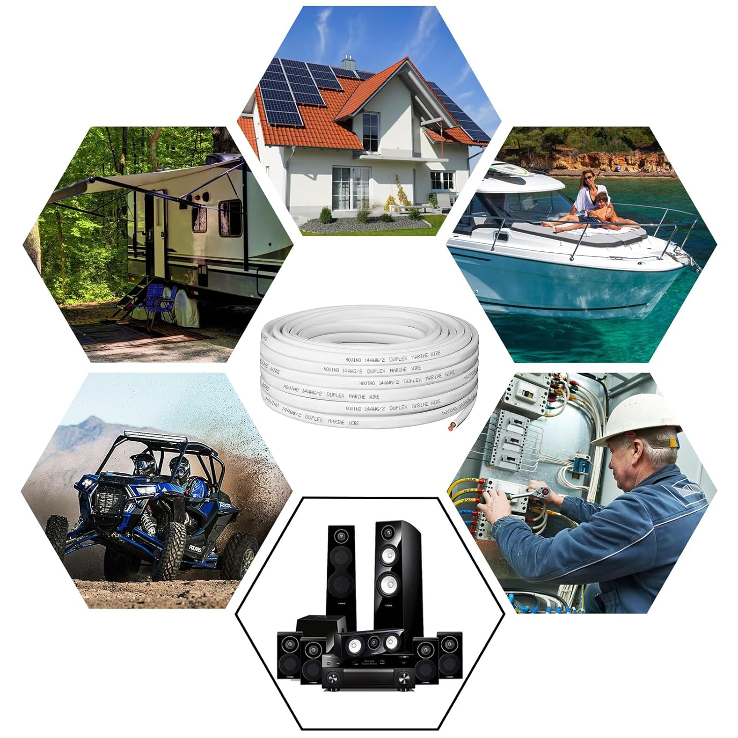 100ft 14 AWG Duplex Marine Grade Wire Tinned Copper Boat Electrical Cable - Ideal for Boat, Automotive, RV, Camper, Trailer Outdoor Use