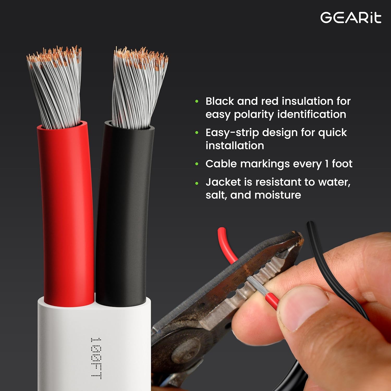 100ft GEARit 6 Gauge Marine Wire - 6/2 AWG Duplex 2-Conductor Cable - Tinned OFC Copper - Boat/Automotive/RV/Trailer/Solar - White