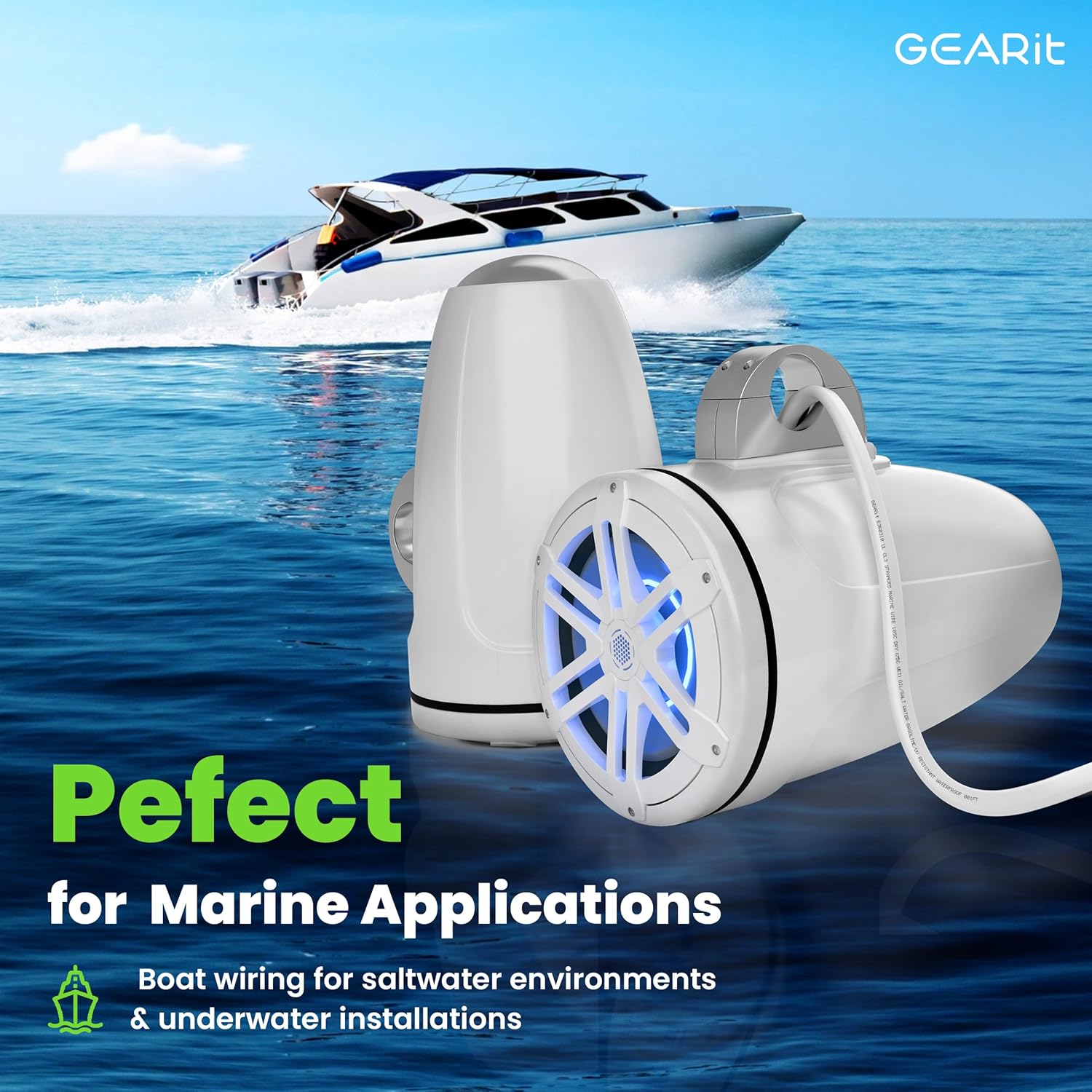 100ft GEARit 6 Gauge Marine Wire - 6/2 AWG Duplex 2-Conductor Cable - Tinned OFC Copper - Boat/Automotive/RV/Trailer/Solar - White