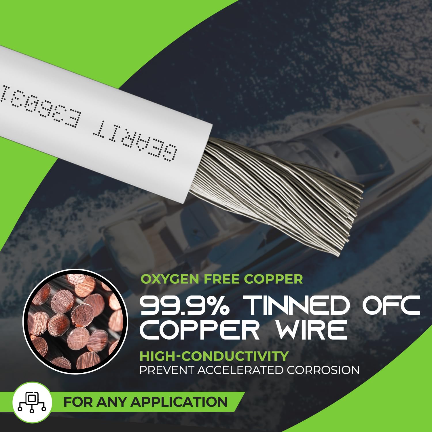 100ft GEARit 8 Gauge Marine Wire - Tinned Oxygen-Free Copper - Boat/RV/Trailer/Solar - White
