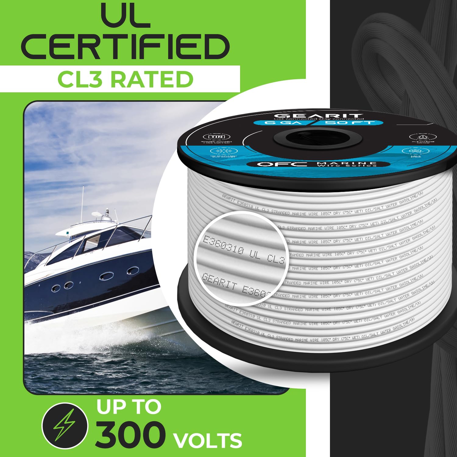100ft GEARit 8 Gauge Marine Wire - Tinned Oxygen-Free Copper - Boat/RV/Trailer/Solar - White