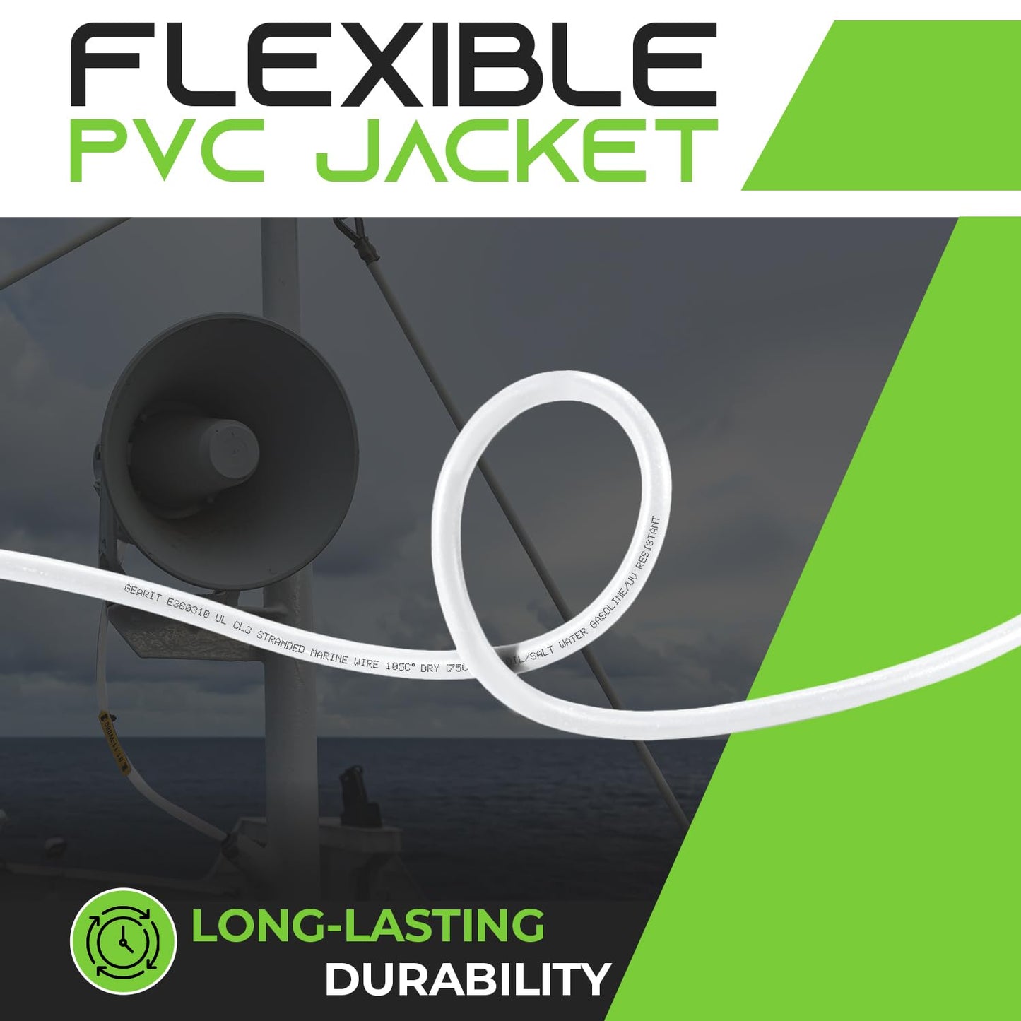 100ft GEARit 8 Gauge Marine Wire - Tinned Oxygen-Free Copper - Boat/RV/Trailer/Solar - White