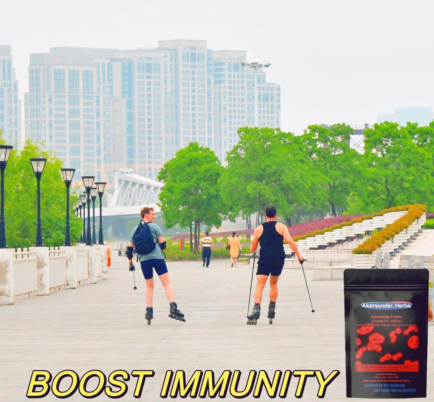 100g Akersunder Pure Haematococcus pluvialis Extract Powder, Astaxanthin > 5%, Antioxidant Supplement