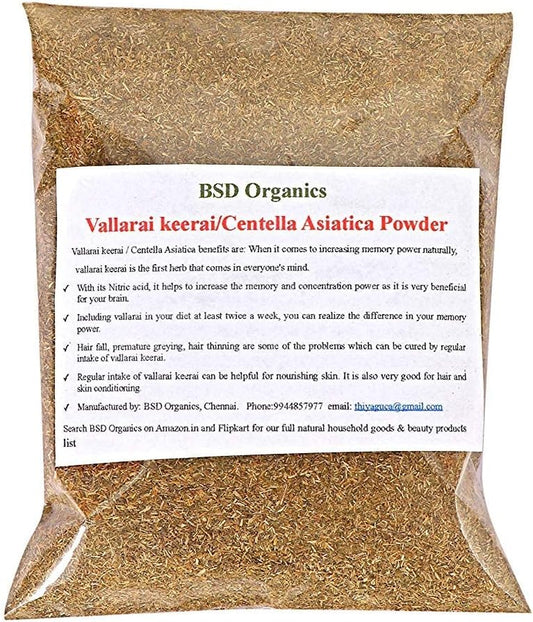100g BSD Organics Vallarai Keerai Powder - Centella Asiatica Brahmi Leaf Powder for Hair & Skin