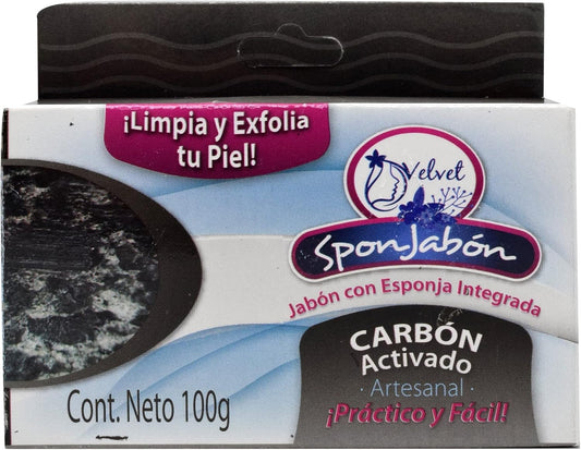 100g Esponjabon Activated Charcoal Soap - Deep Cleansing Bar for Face and Body
