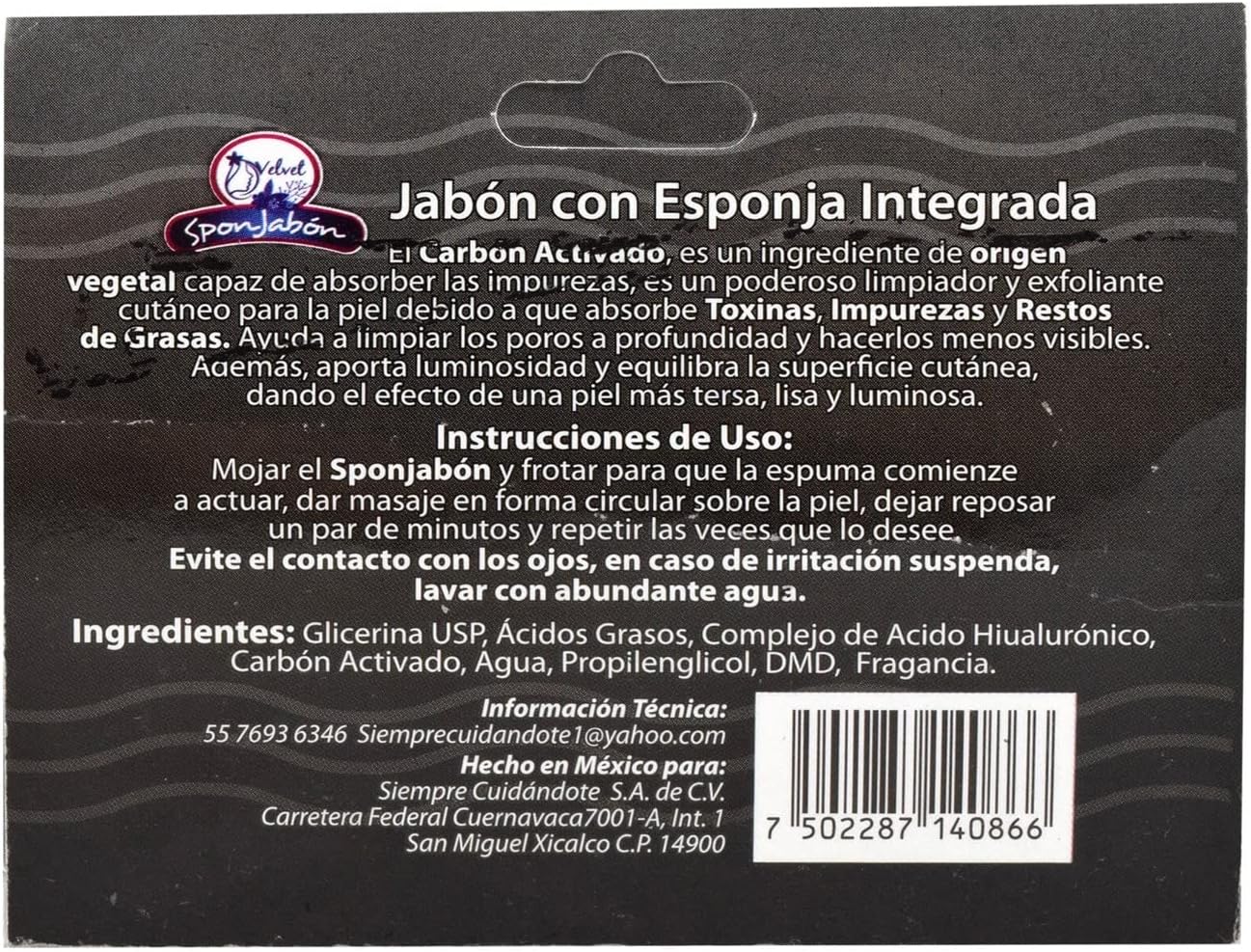 100g Esponjabon Activated Charcoal Soap - Deep Cleansing Bar for Face and Body