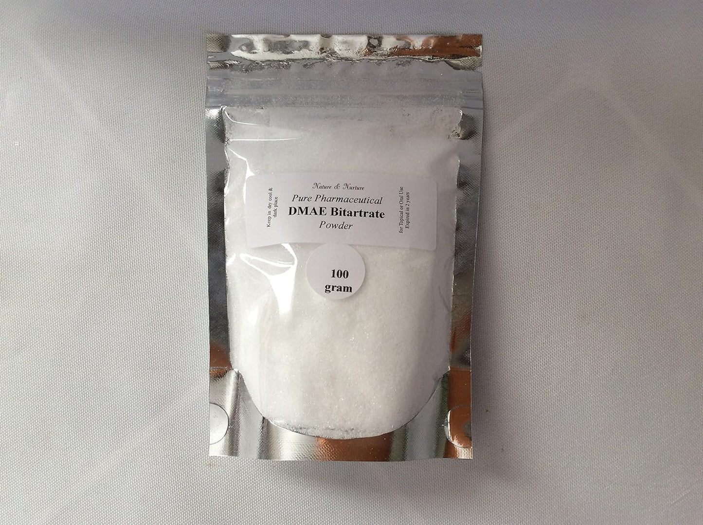 100g Nature Land Candles DMAE Bitartrate Powder for Skin Tightening and Wrinkle Reduction - Topical and Oral Use