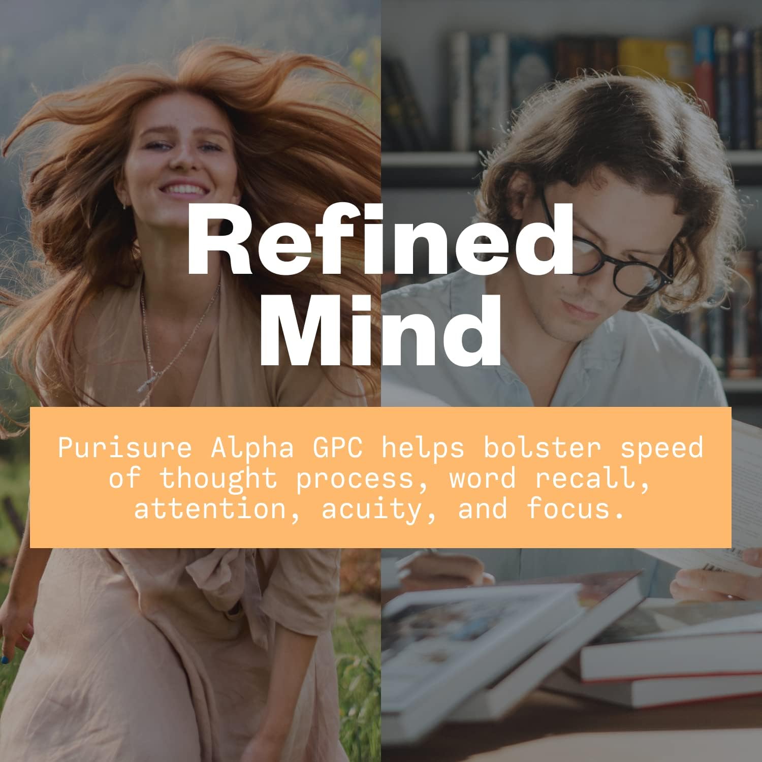 100g Purisure Alpha GPC 50% Powder: Pure Choline Supplement for Brain Focus, Memory, & Concentration - Non-GMO, 167 Servings